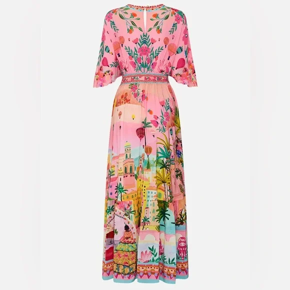 💕SOLD💕Camilla Waisted Dress With Hem Ruffle Sister Sunset - Picture 8 of 13